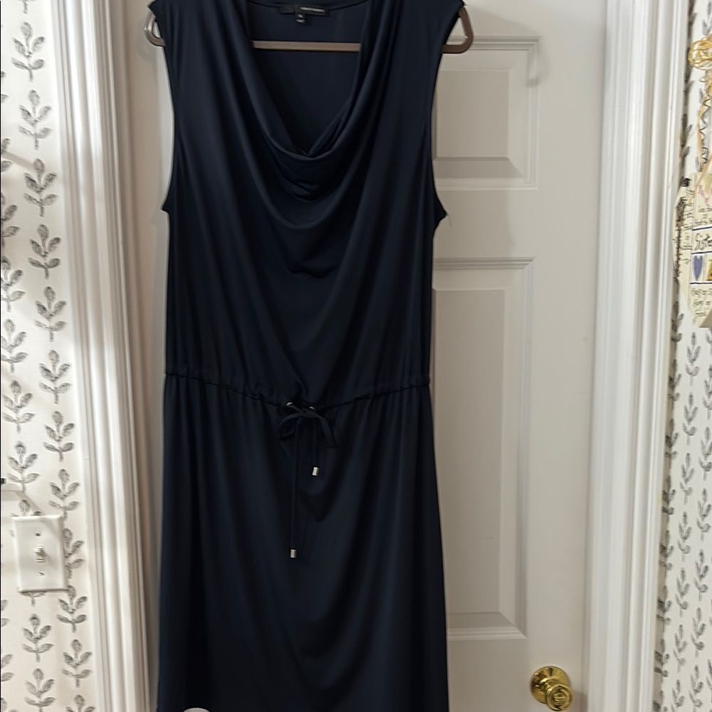 Navy Blue Sleeveless Scoop Neck Sheath Mini Dress